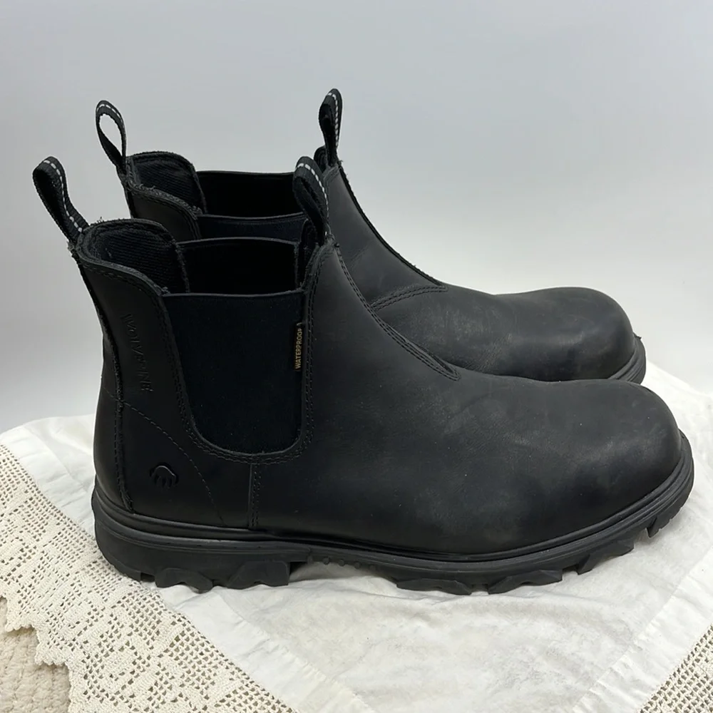 WOLVERINE Black Leather EPX Romeo Safety Toe boots, Size 12 - Picture 3 of 11